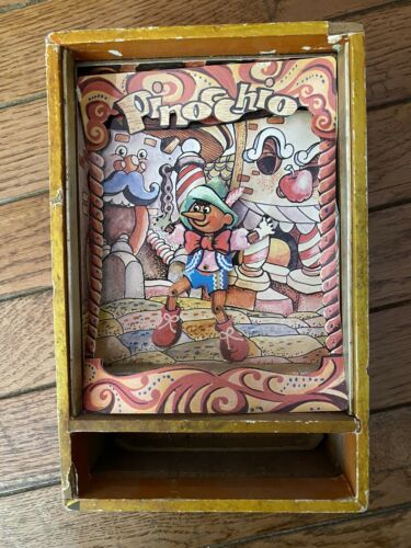 Antique Rare Wood And Paper Pinocchio Music Box Disney