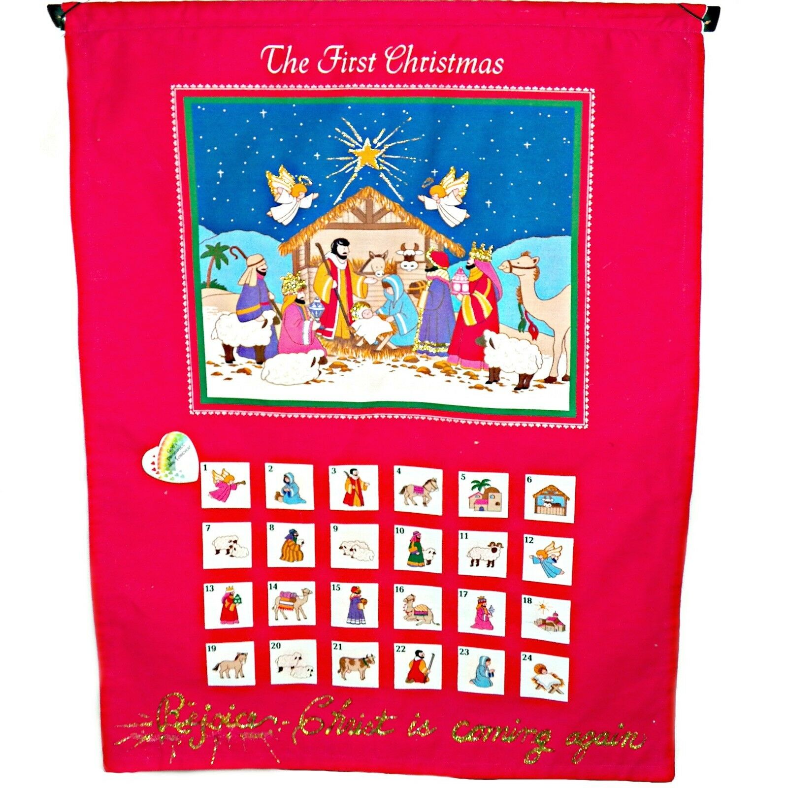 Vintage Handmade Advent Countdown Calendar The First Christmas Nativity Scene