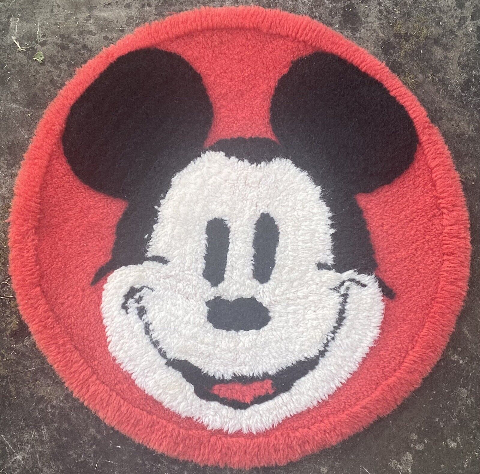 Vintage Mickey Mouse Club Rug Mickey Mouse Disney Handmade Floor Mat 22in