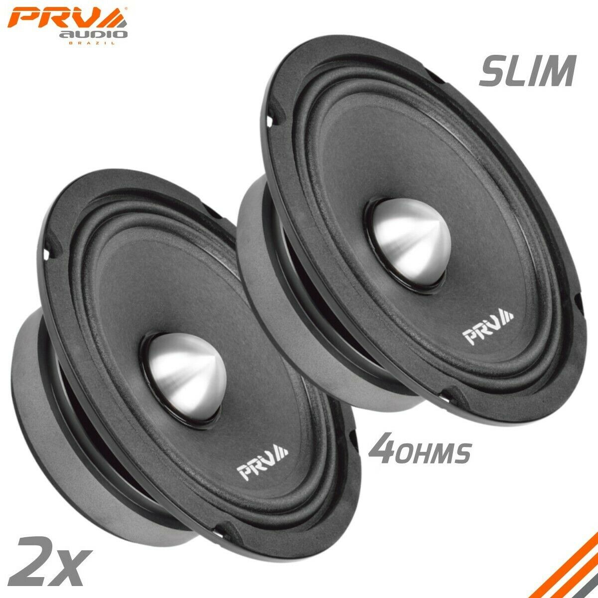 2x Prv Audio 6.5" Shallow Midrange Bullet Speakers 6mr250b-4 Slim 4 Ohm 500w