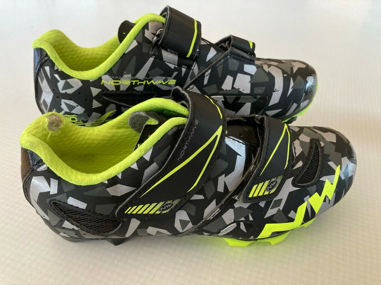 Northwave Hammer Junior Bio Map Gray Black Neon Green Cycling Shoes Size 2