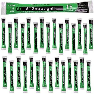 Cyalume Snaplight 6" Light Sticks, Green, 12 Hour Duration (30 Pack)
