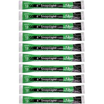 Cyalume Snaplight Light/glow Sticks, Green, 6" Long, 12 Hr, (10 Pack)