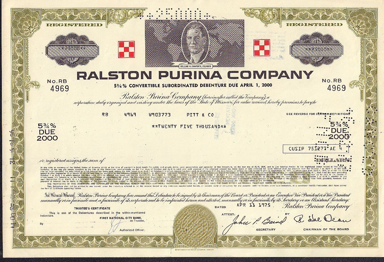 Ralston Purina Co St Louis Missouri  Usd 25,000 1975 - Now Nestle Purina Petcare