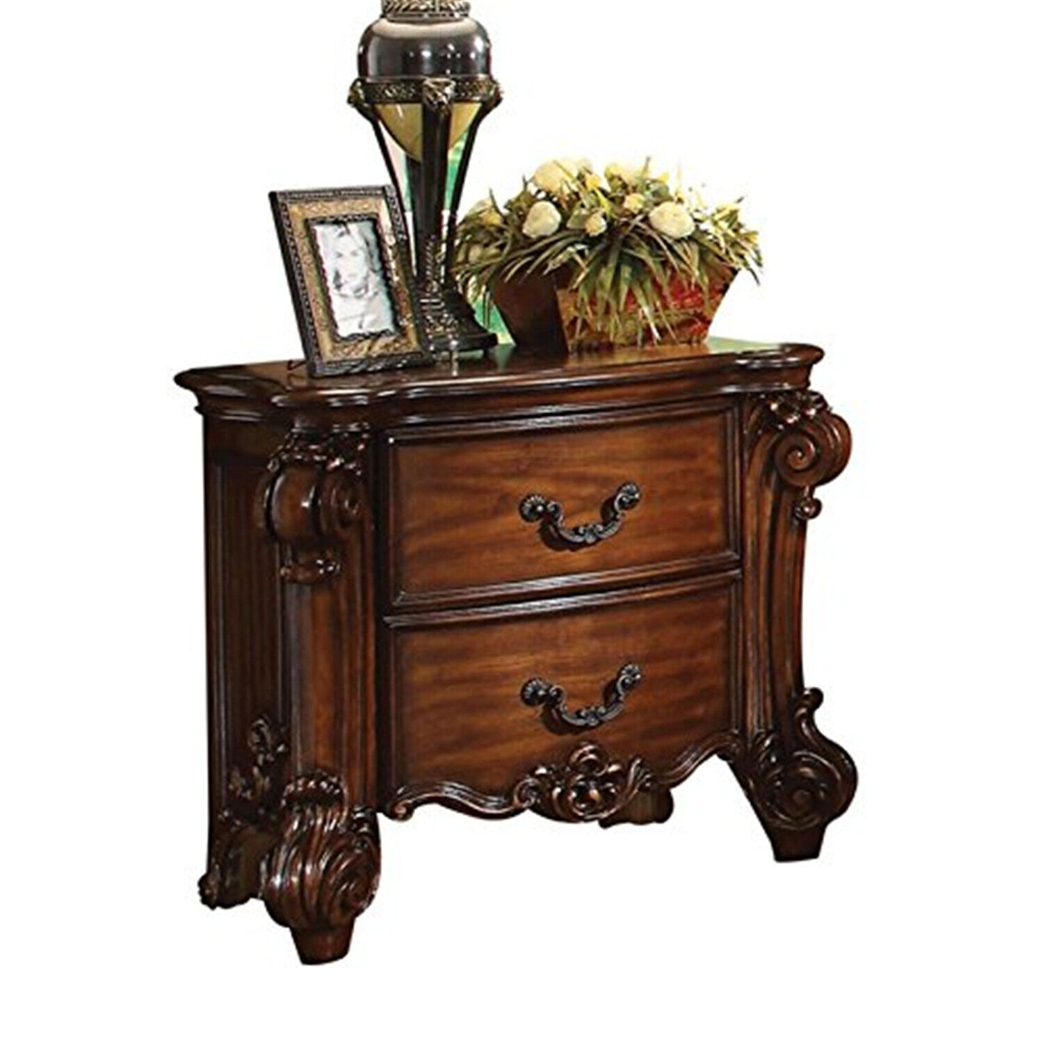 Acme Vendome Nightstand, Cherry Vintage/traditional/victorian Cherry