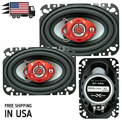 New Soundxtreme 4x6" In 3-way 220 Watts Coaxial Car Speakers Cea Rated (pair)