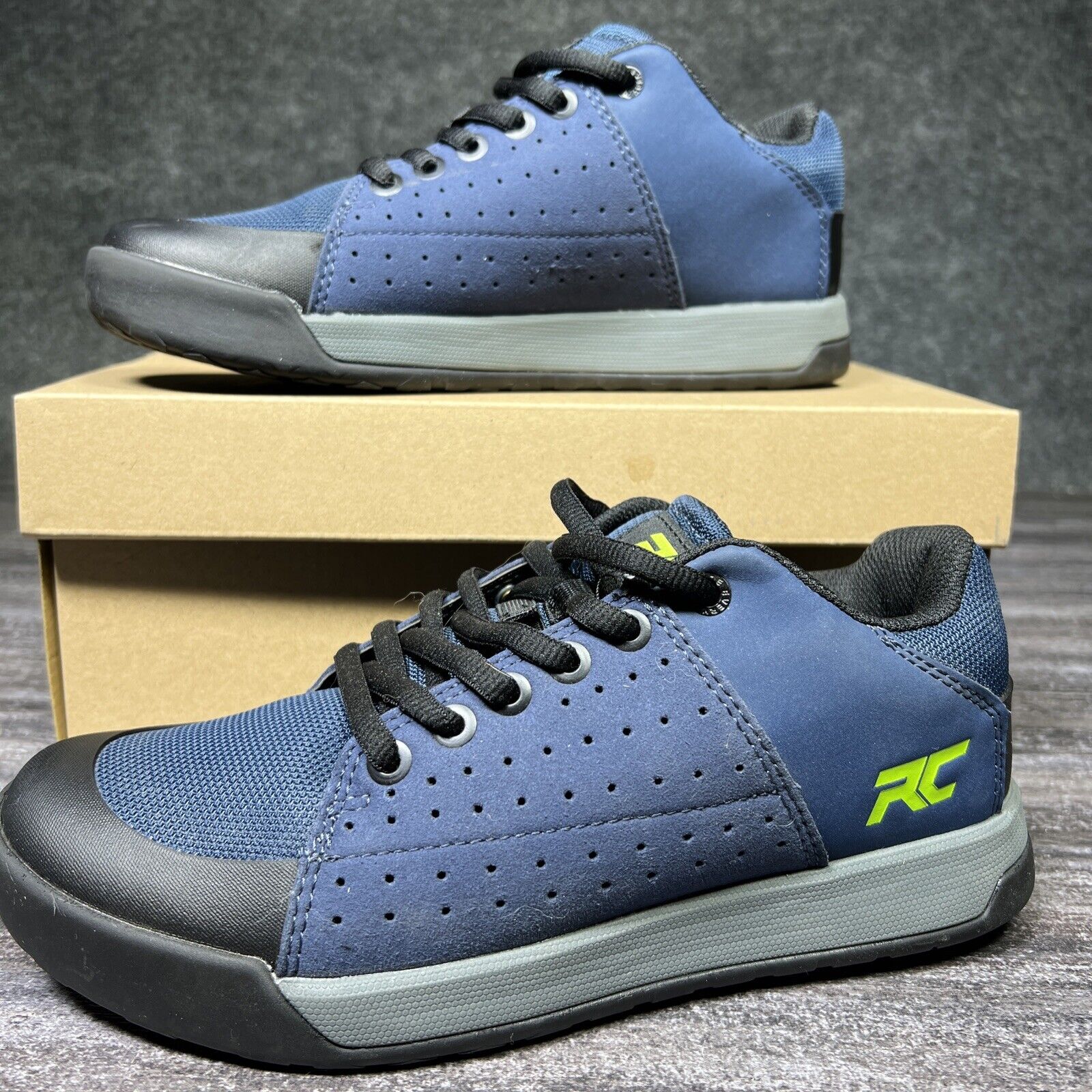 Ride Concepts (rc) Livewire Youth Mtb Shoes Size 6 Blue Lime Green Bmx Shoe