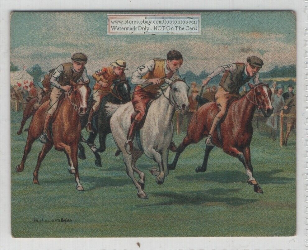 Young English Boys Pony Racing  Large 1920s Ad Card